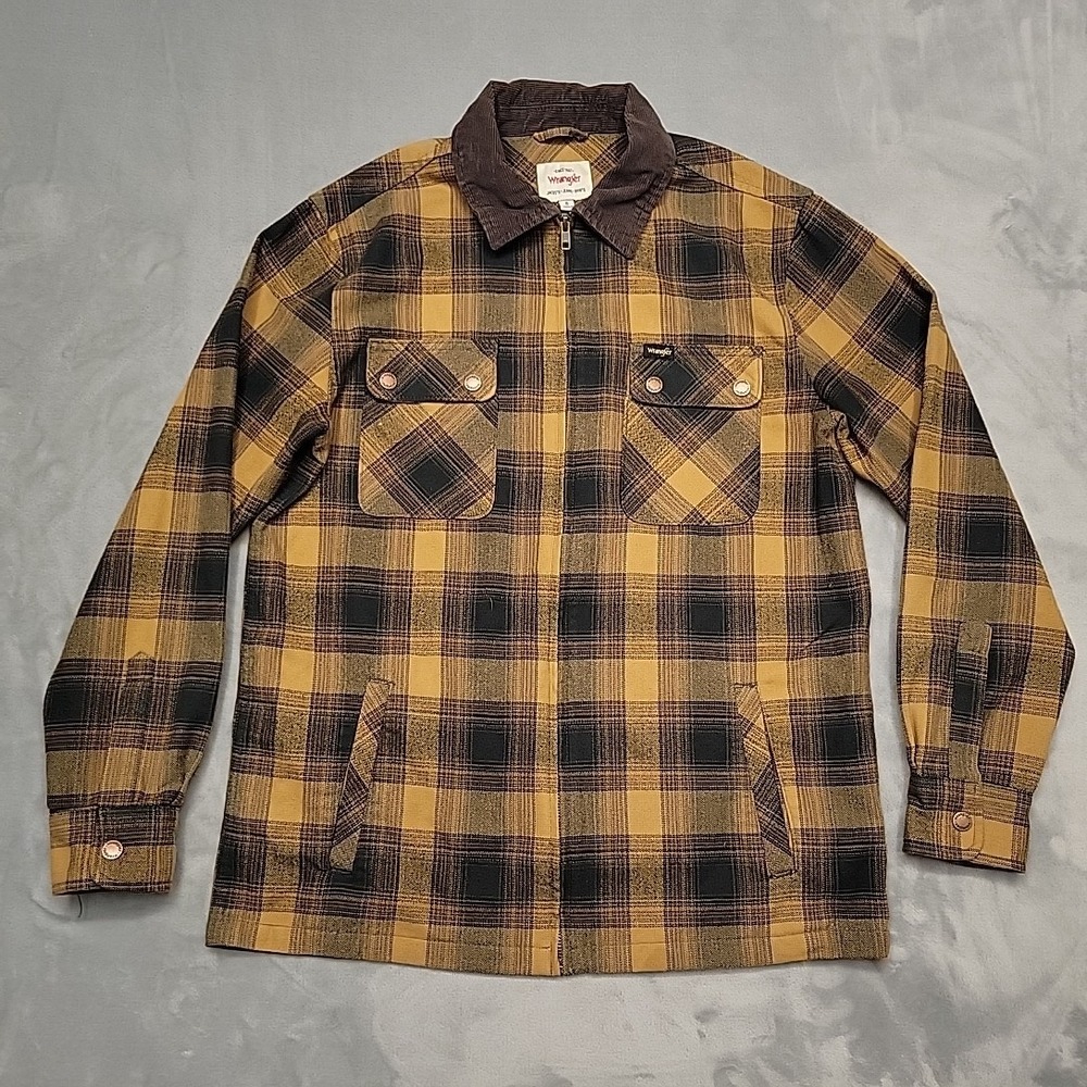 Wrangler Jacket Men S Plaid Full‎ Zip Corduroy Collar Herringbone Flannel Rugged
